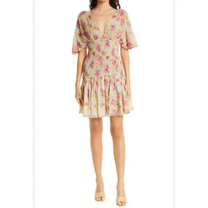 byTiMo FLORAL SMOCKED CHIFFON DRESS IN SUMMER FLOWERS Size XS NWT